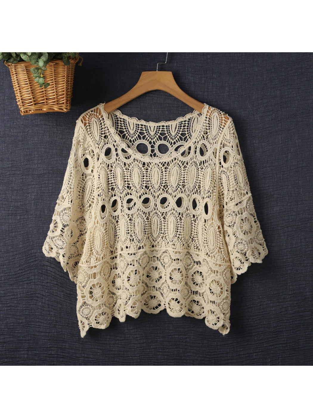 Crosa - Retro Openwork Short Crochet Cover Up