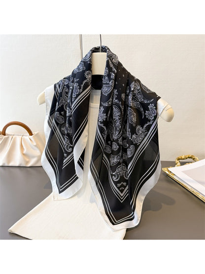 Scarvii Black Ivory Paisley Square Scarf