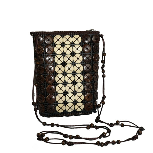 Cosbai - Boho Beaded Square Crossbody Bag With Zipper
