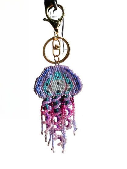 Koco Beaded Jellyfish Tassel Keychain Charm with tassel detail