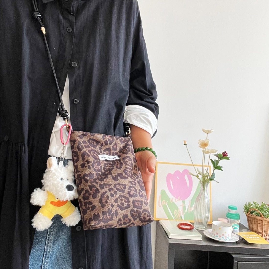 Leopard Print Mini Crossbody Bag detail view