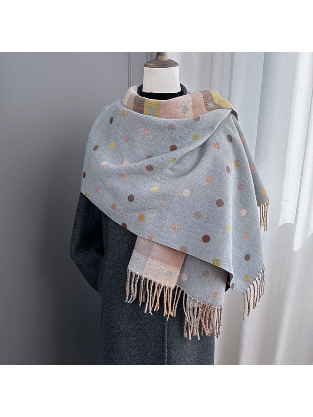 Scarvii - Reversible Soft Check Polka Scarf