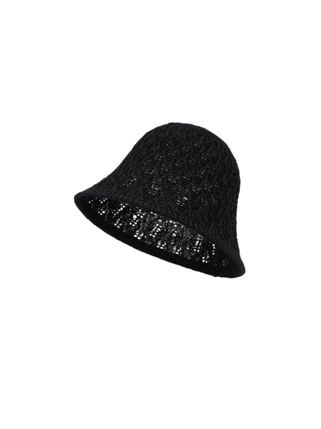 Side view of Haila textured open weave bucket hat showing detailed weave pattern