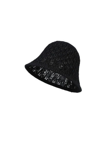 Side view of Haila textured open weave bucket hat showing detailed weave pattern