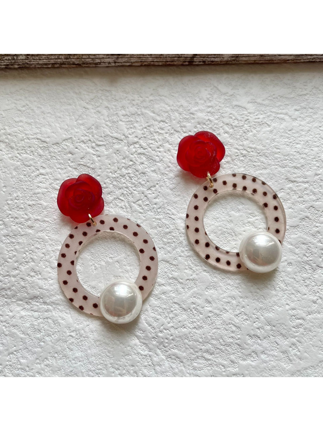 Earwish Polka Dot Ring Drop Earrings displayed on white background