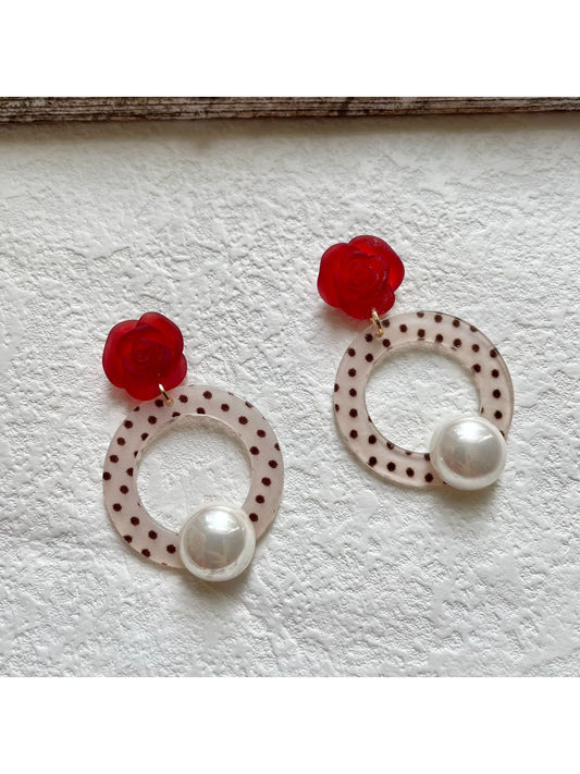 Earwish Polka Dot Ring Drop Earrings displayed on white background