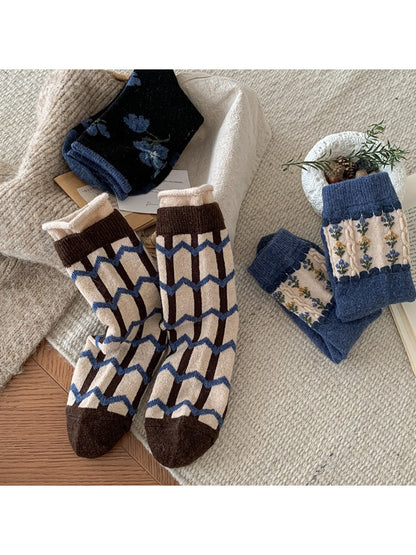 Rufia - Geometric Pattern Crew Socks