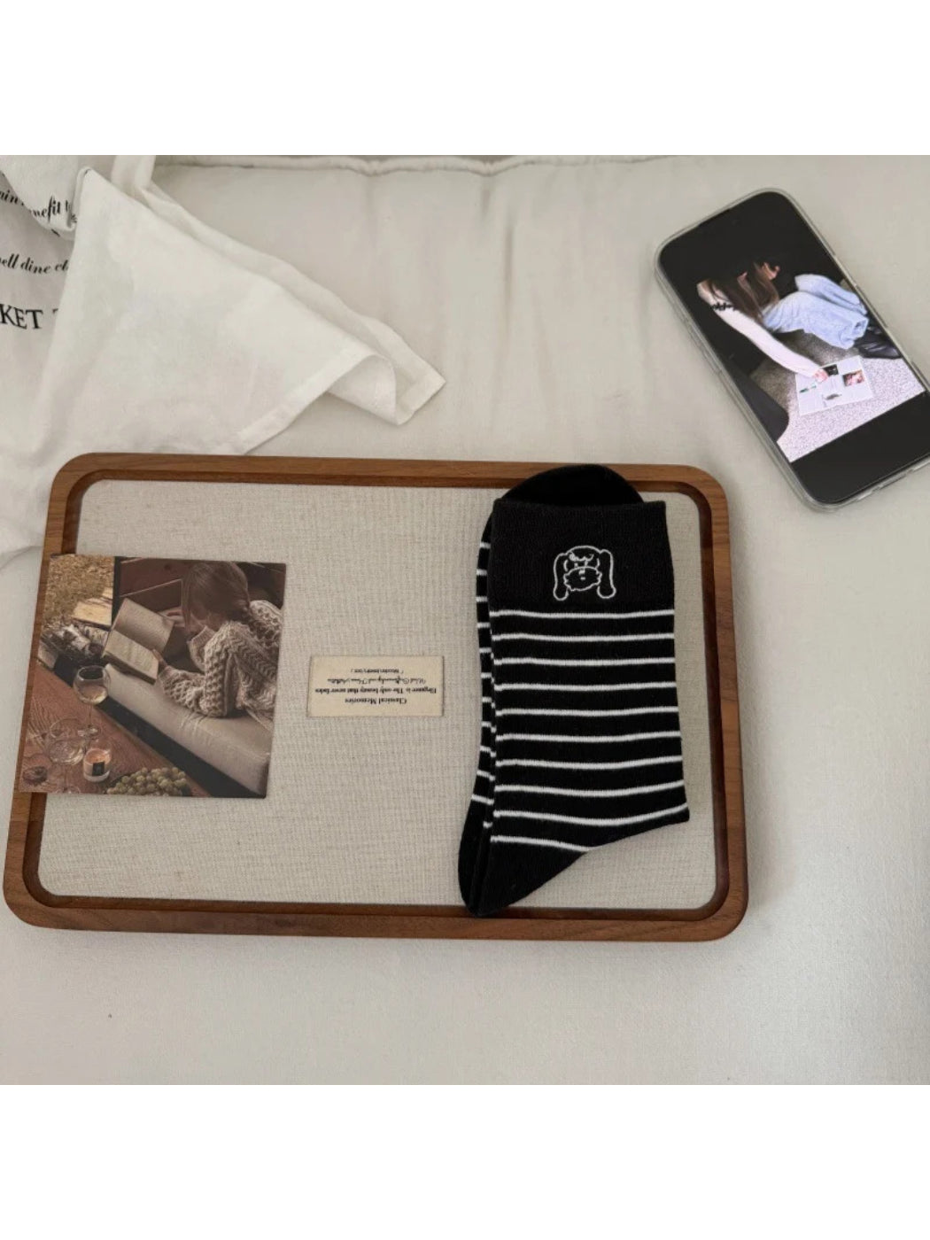 Rufia - Animal Face and Stripe Crew Socks