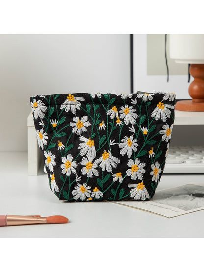 Cosbai - Elegant Floral Embroidery Cosmetic Organizer Bag