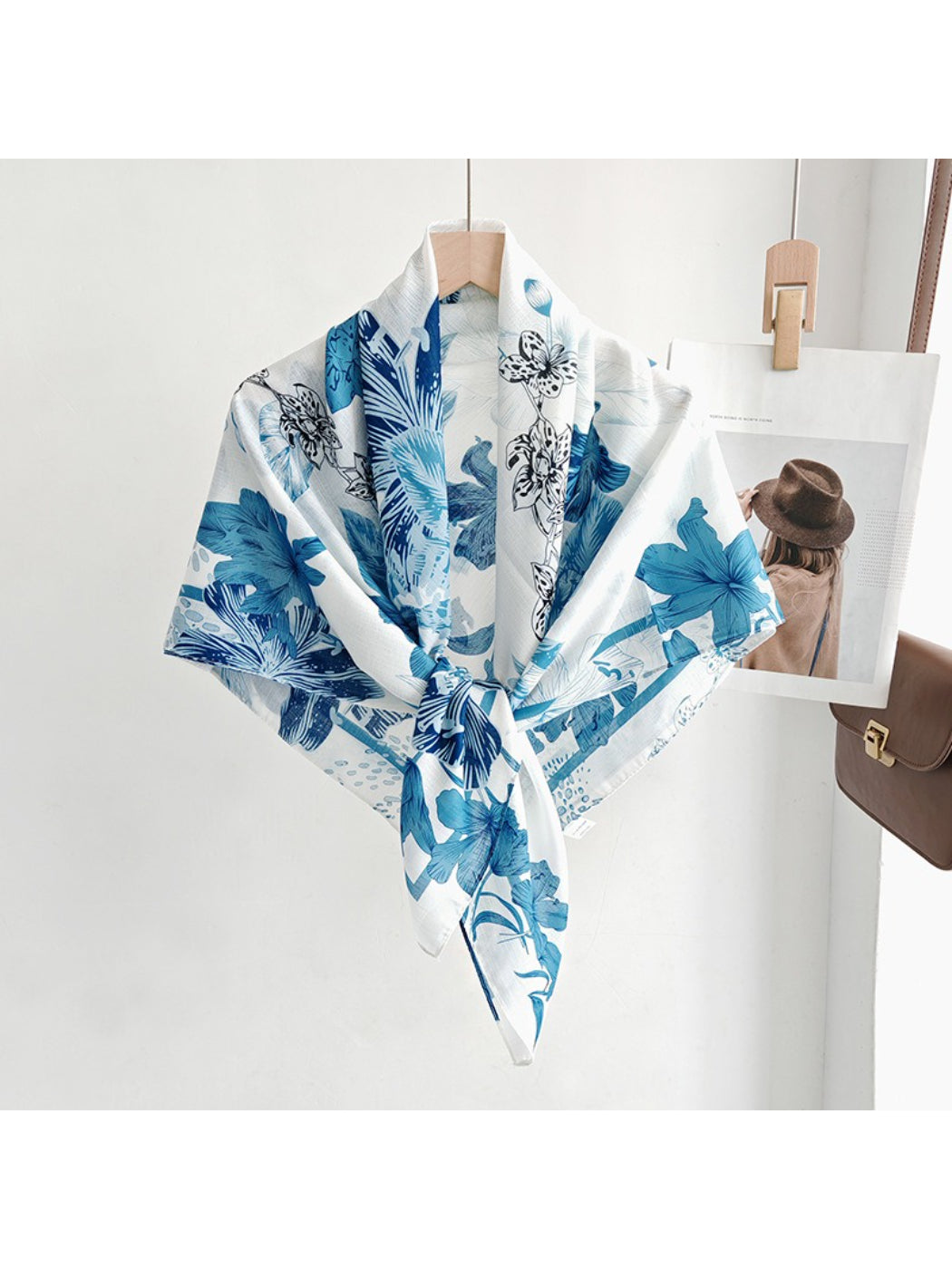 Scarvii Blue Botanical Floral Scarf