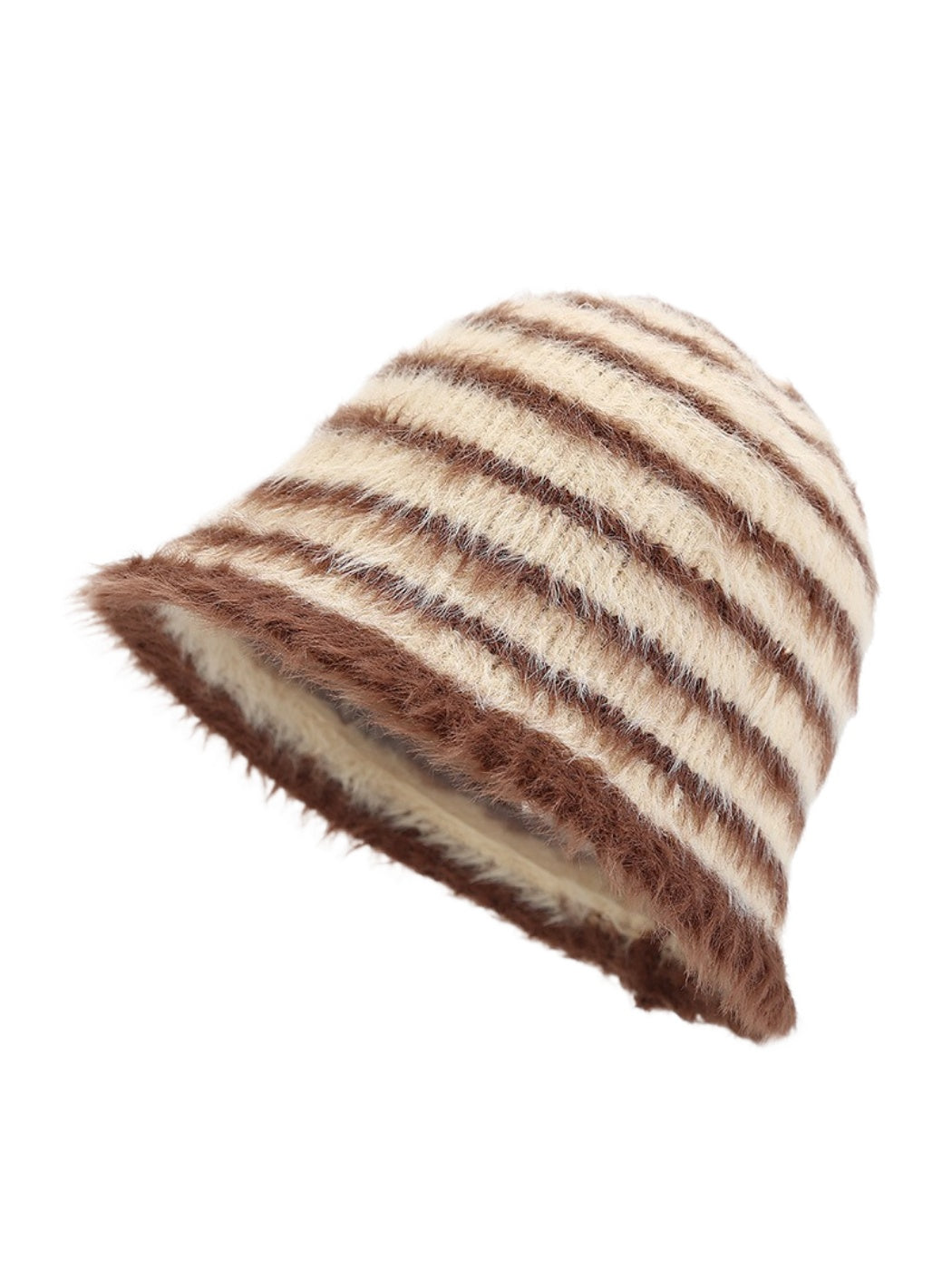 Haila – Striped Fuzzy Winter Bucket Hat
