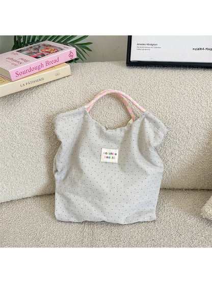 Cosbai Soft Floral Patchwork Everyday Tote hanging on a hook displaying overall shape