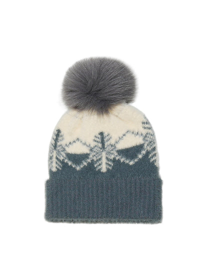 Haila Snowflake Knit Pom Pom Beanie