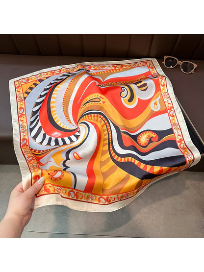 Scarvii - Ornate Border Print Neck Styling Square Scarf