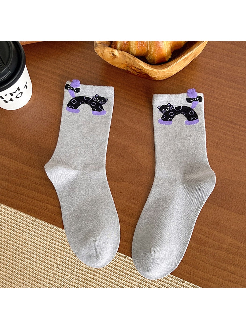 Rufia - Cute Cartoon Cat Pattern Women's Crew Socks