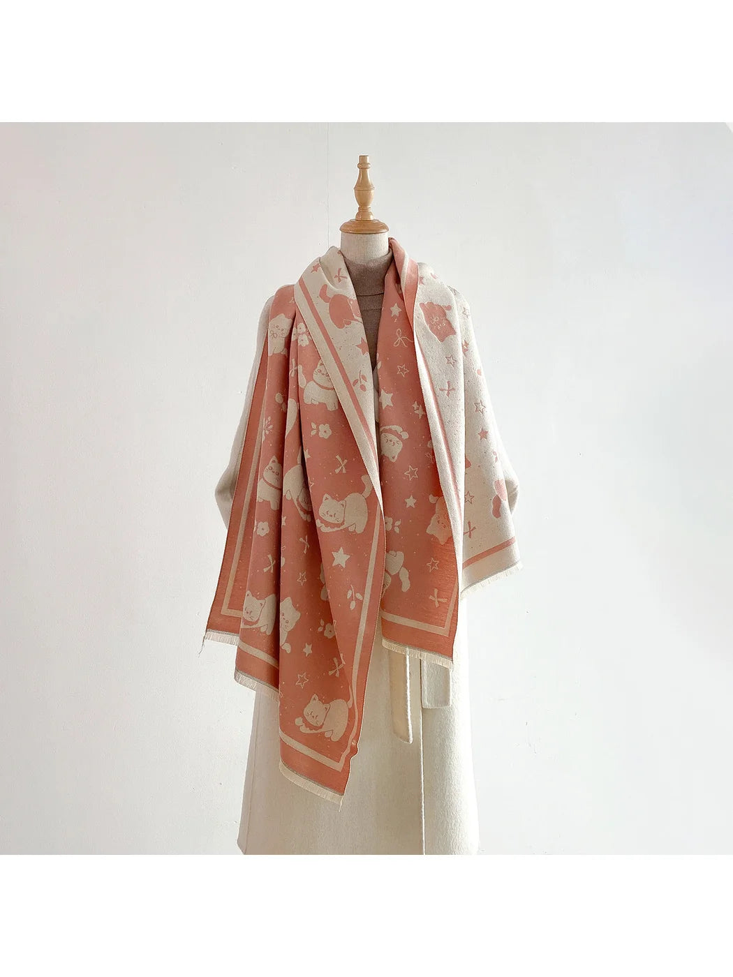 Scarvii - Cat, Star & Cherry Print Scarf