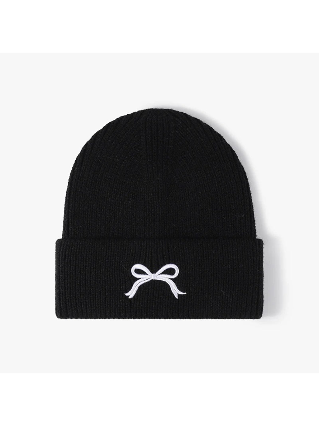 Haila - Bow Embroidered Cuffed Knit Beanie