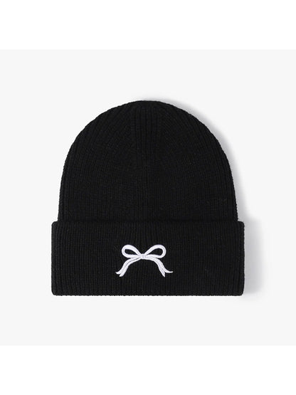Haila - Bow Embroidered Cuffed Knit Beanie