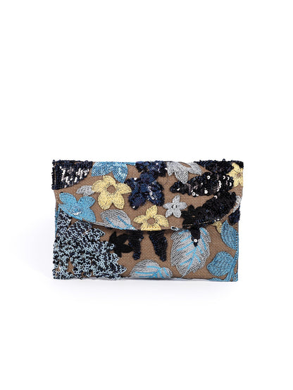 Cosbai floral clutch bag displayed on white background with shadow