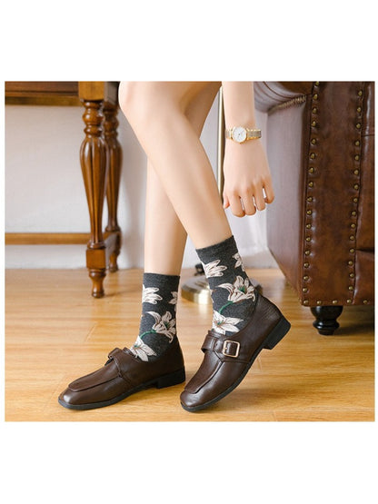 Rufia - Vintage Garden Floral Knit Crew Socks