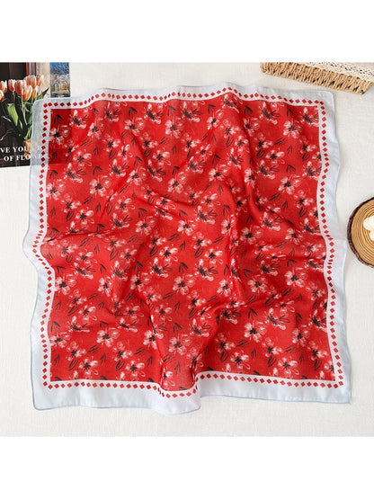 Scarvii - Fresh Floral Pattern Decorative Square Scarf