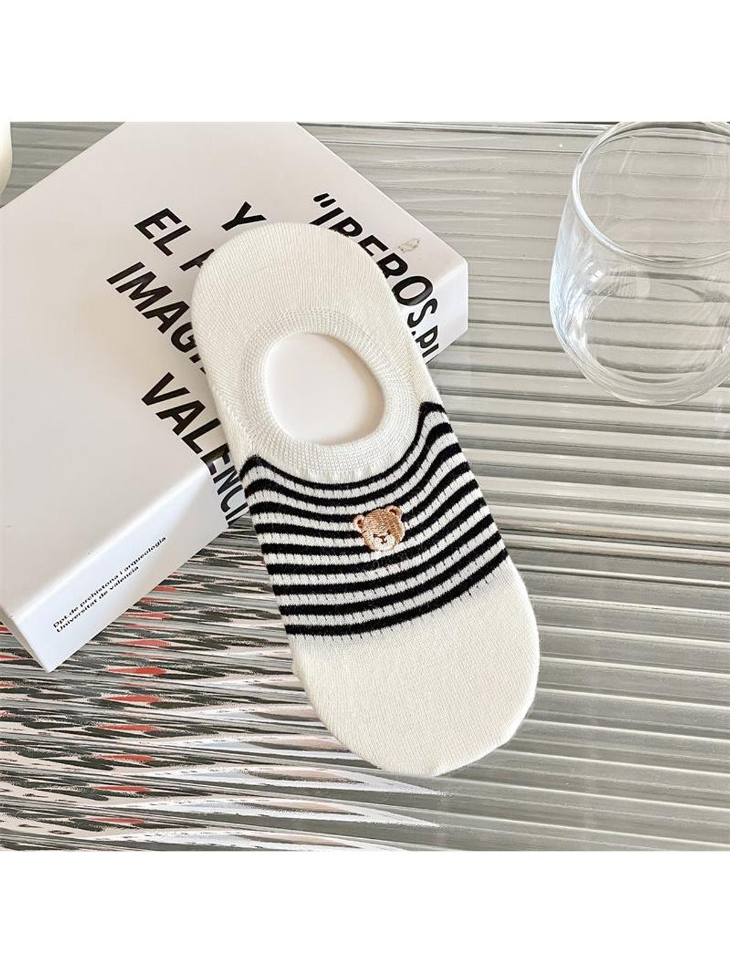 Rufia - Cute Striped Bear Low Ankle Socks
