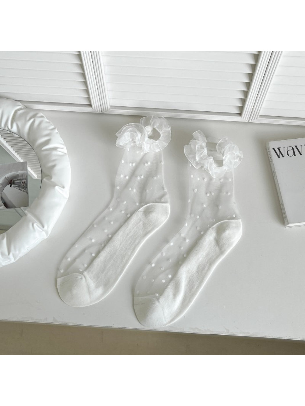 Rufia - Sheer Polka Dot Ruffle Socks product image 3