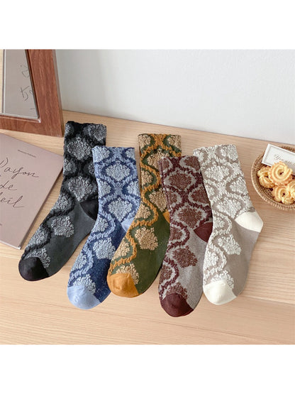 Rufia - Vintage Textured Jacquard Crew Socks