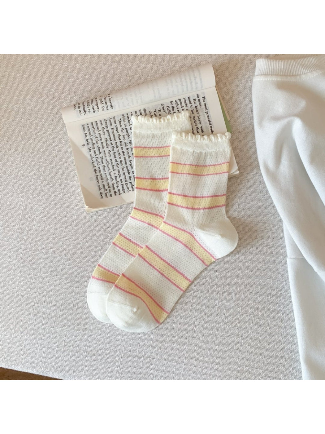 Rufia - Apple Embroidered Mesh Ruffle Ankle Socks