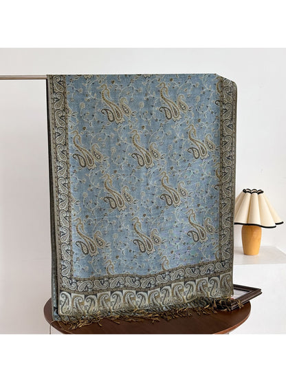 Scarvii - Vintage Paisley Print Fringe Scarf