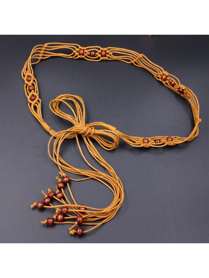 Beco Beaded Rope Tie Waist Belt with tassel detail
