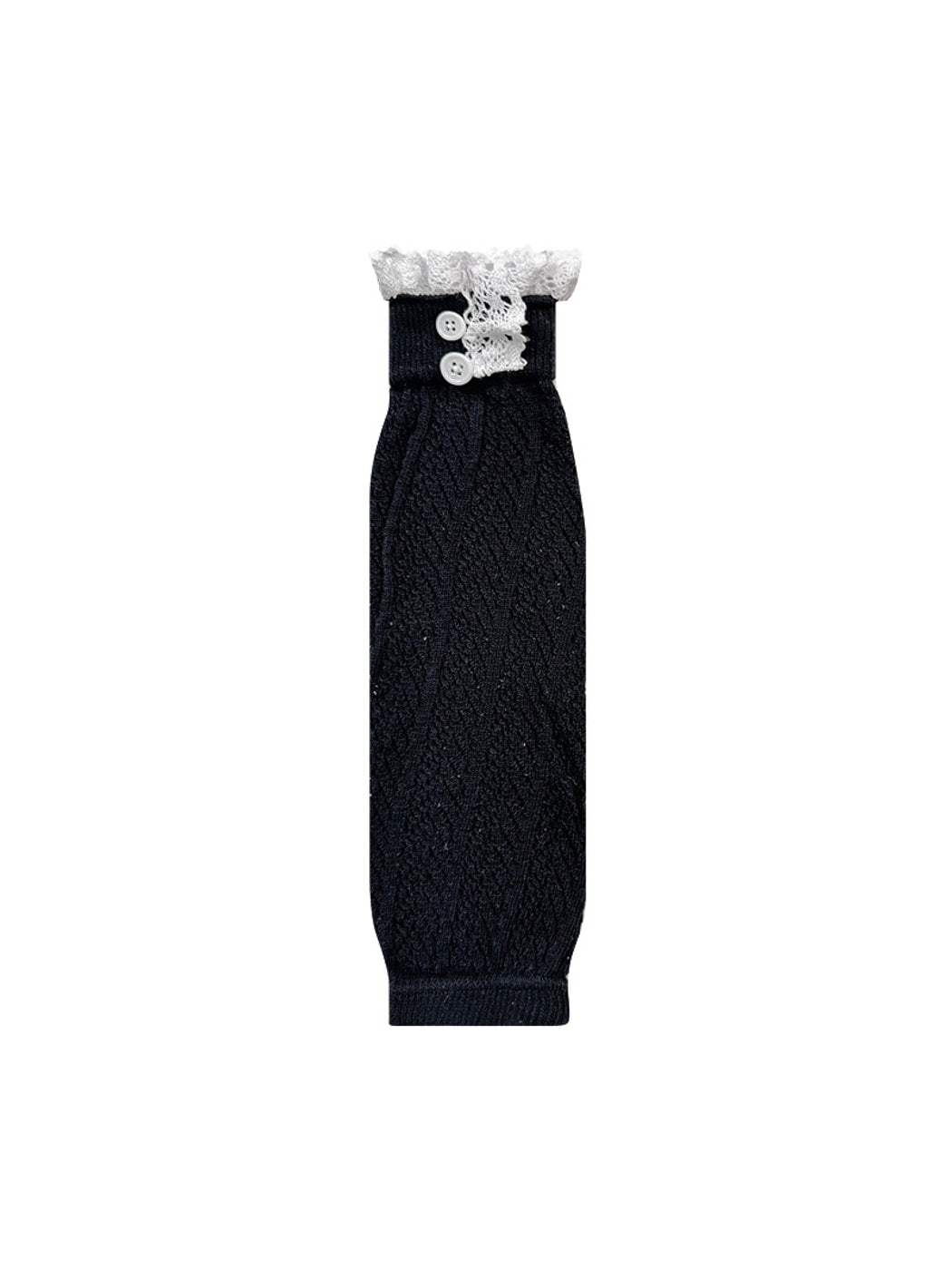 Cozyra - Lace-Trim Cable-Knit Button Leg Warmers
