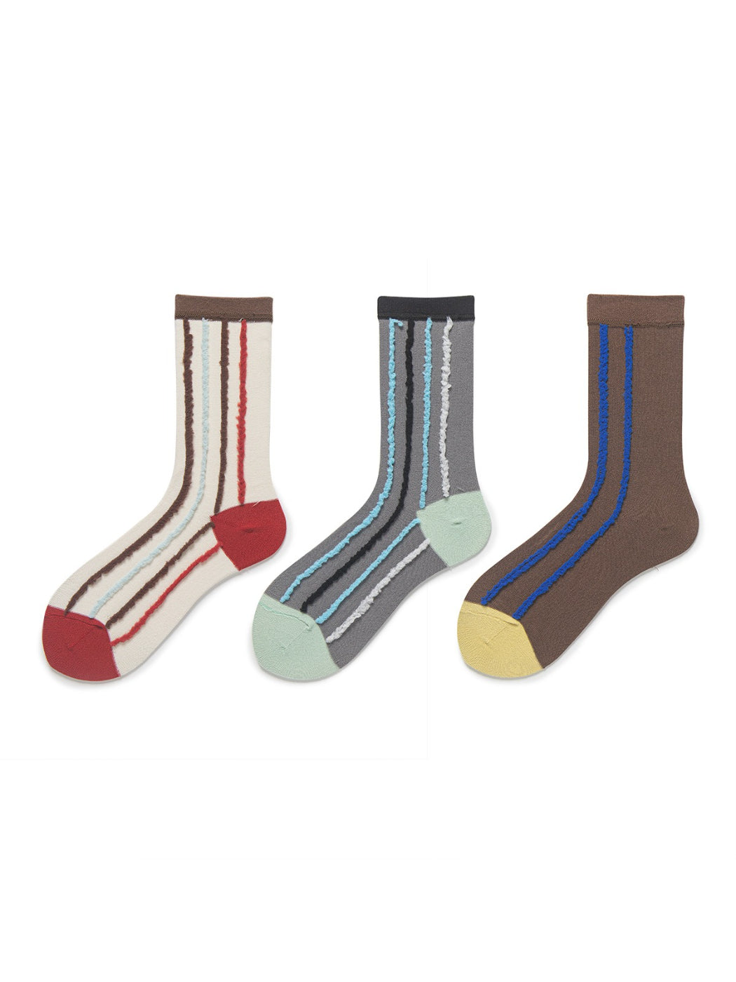 Rufia - Contrast Stripe Textured Crew Socks
