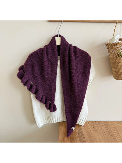 Scarvii - Fuzzy Knit Fringe Triangle Scarf