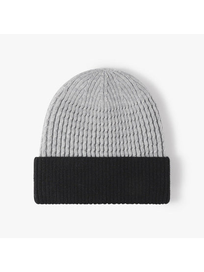 Haila - Colorblock Plush Lined Cuffed Knit Beanie