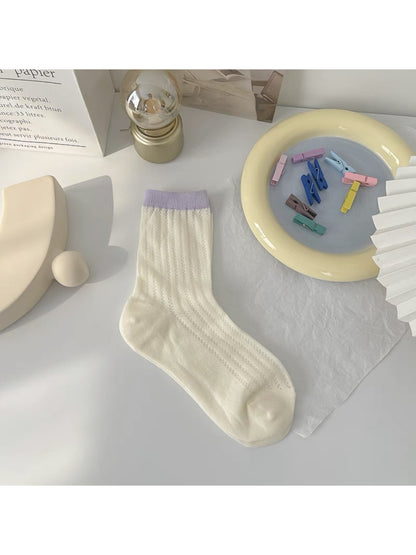 Rufia - Ribbed Mesh Contrast Crew Socks product image 6