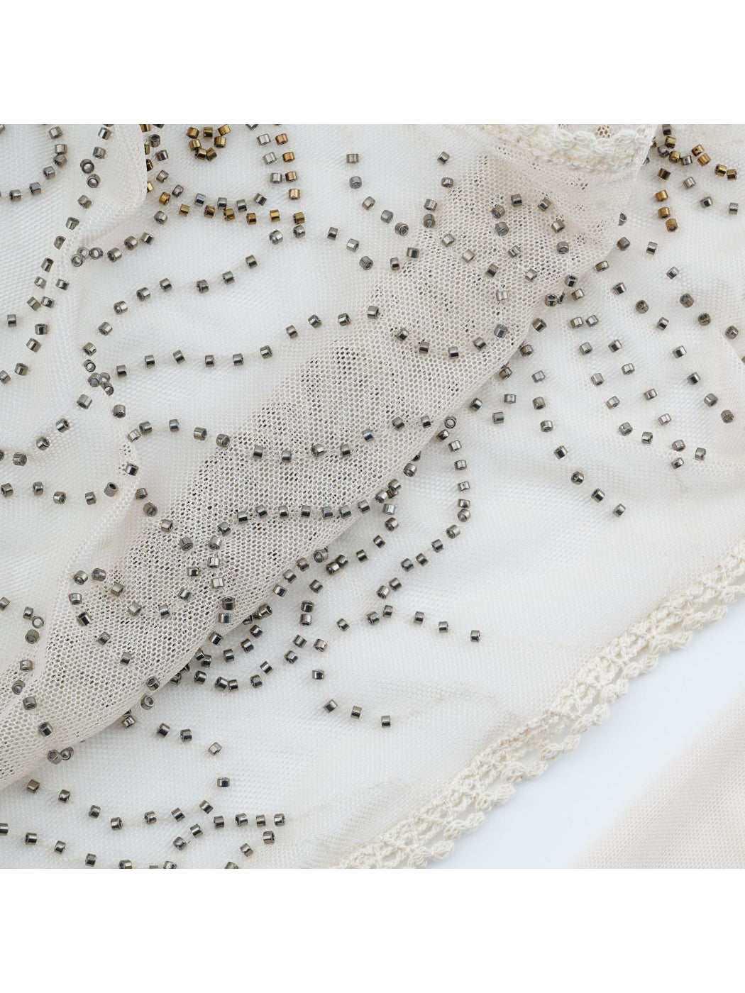 Scarvii - Studded Floral Lace Trim Bandana Scarf