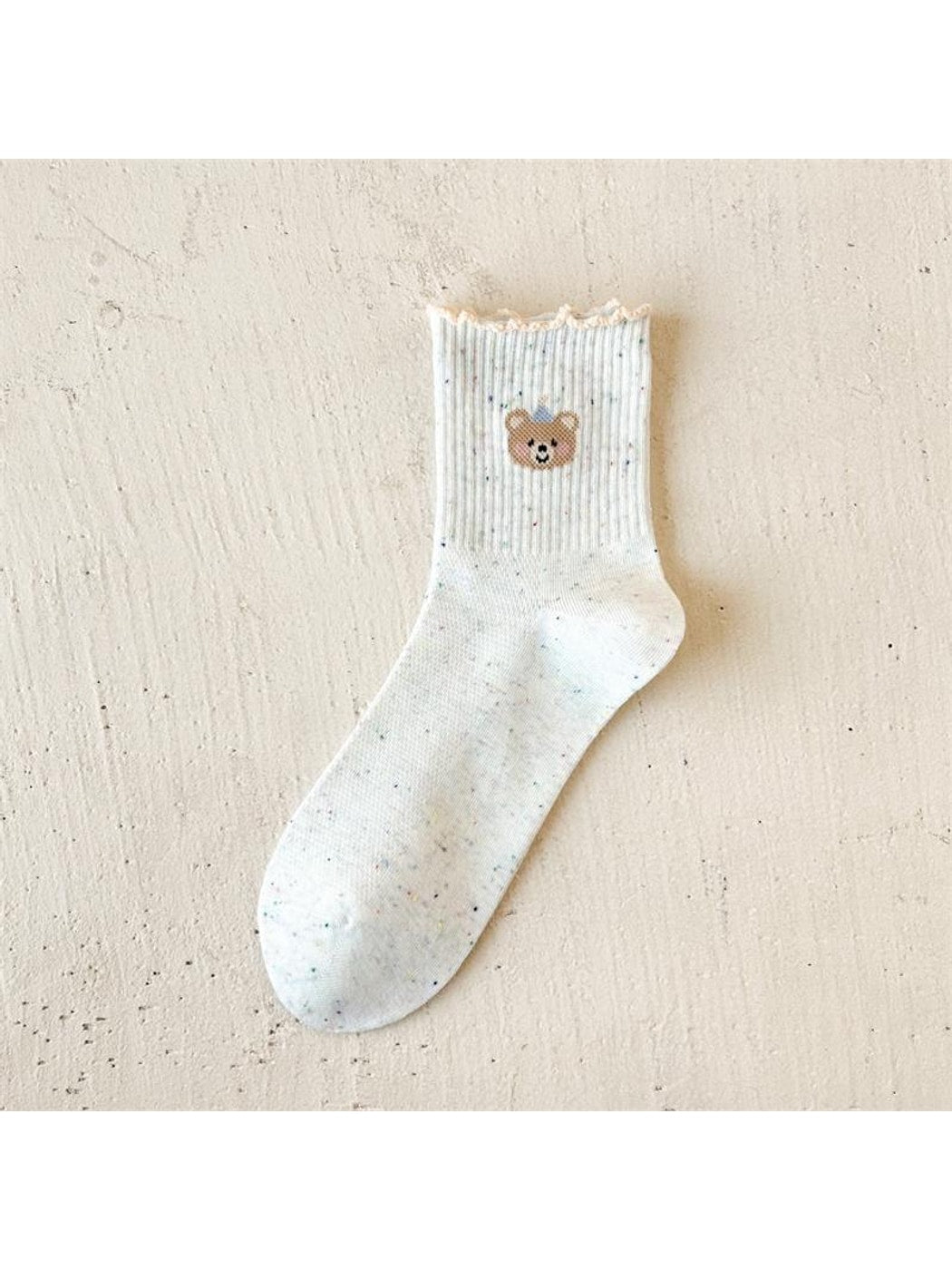 Rufia - Playful Animal Motif Ruffle Crew Socks