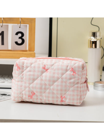 Cosbai - Bow Print Quilted Cosmetic Organizer Bag