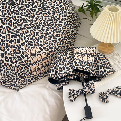 Rano - Leopard Print Vintage Automatic Folding Umbrella