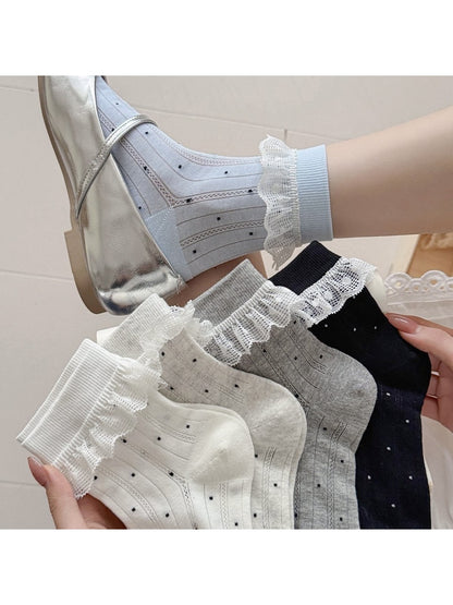 Rufia - Women's Polka Dot Lace Trim Socks