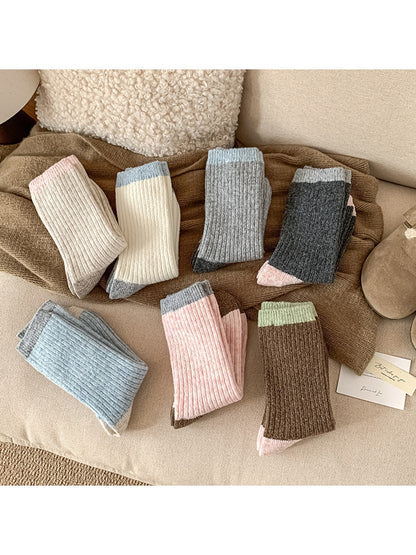 Rufia - Simple Colorblock Casual Crew Socks