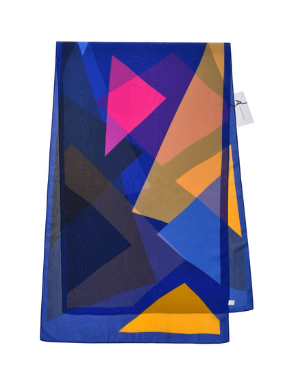 Scarvii - Geometric Color-Block Chiffon Scarf