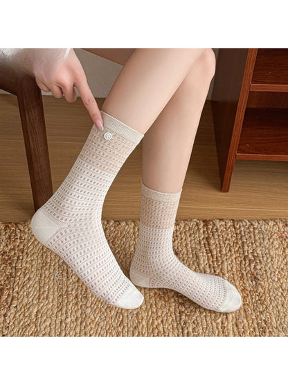 Rufia - Waffle Knit Button Detail Crew Socks product image 3