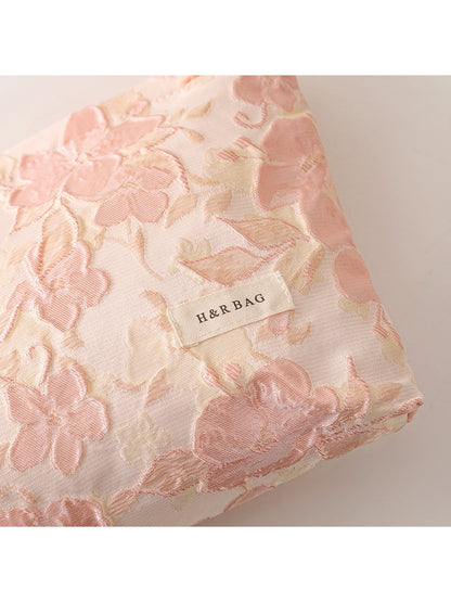 Cosbai - Embossed Floral Storage Pouch Makeup Bag