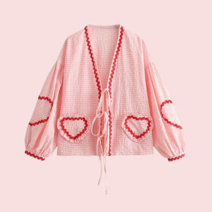 Crosa - Oversized Checkered Love Cardigan - Breezy Summer Cover-Up