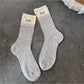 Rufia - Cartoon Dog Tag Mesh Color Block Double Cuff Socks