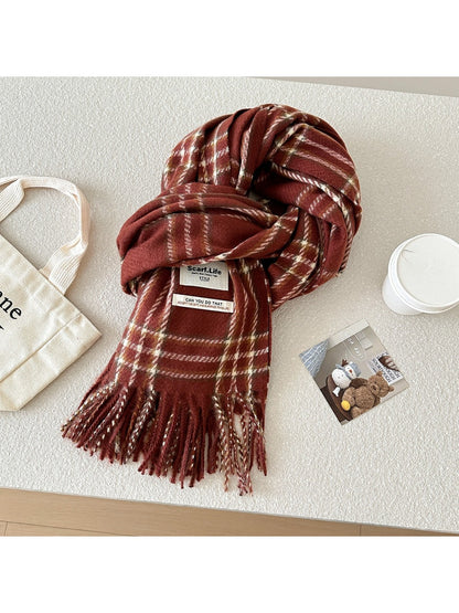 Scarvii - Classic Plaid Fringe Winter Scarf