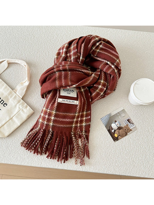 Scarvii - Classic Plaid Fringe Winter Scarf