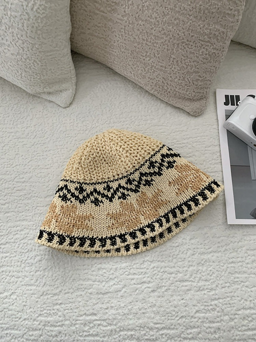 Haila - Floral Pattern Knit Bucket Hat